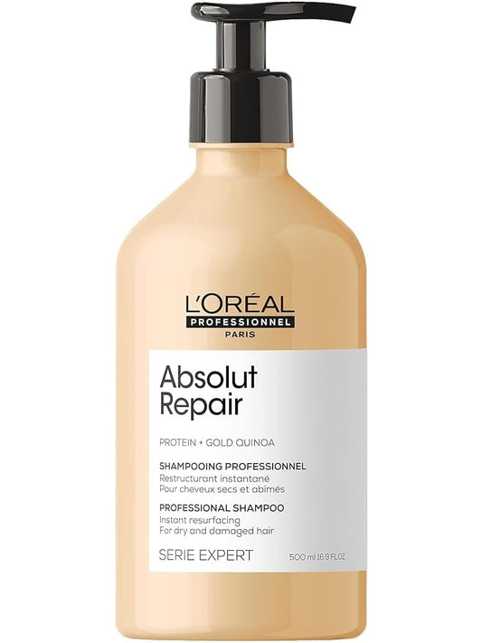 L’Oréal Professionnel Absolut Repair Shampoo, With Protein And Gold Quinoa, For Dry and Damaged Hair, Serie Expert, 500ml