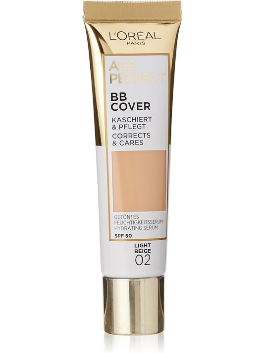 L'Oréal Paris Age Perfect BB Cream 02 Light Beige, light-weight, Infused with hydrating serum, Vitamin B3, SPF 50