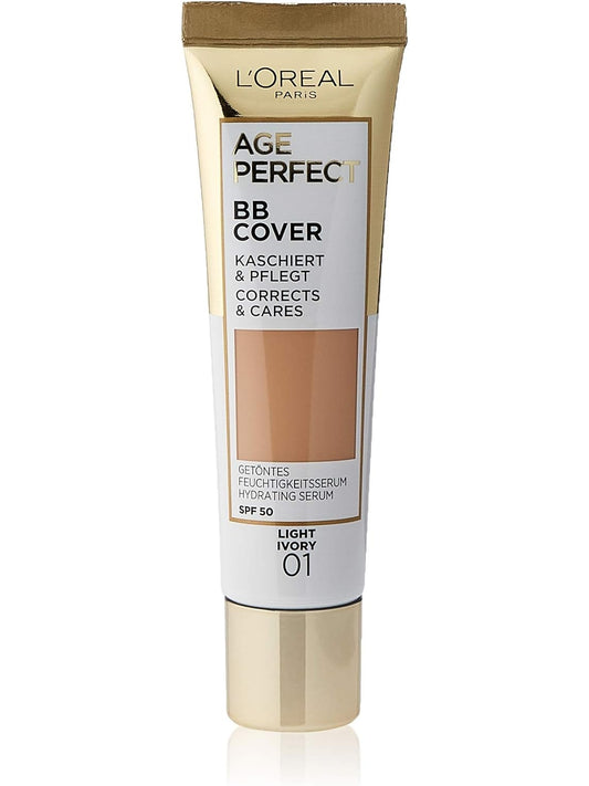 L'Oréal Paris Age Perfect BB Cream 01 Light Ivory, light-weight, Infused with hydrating serum, Vitamin B3, SPF 50