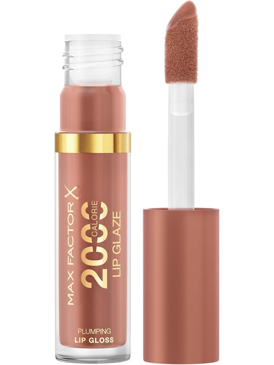 Max Factor 2000 Calorie Lip Glaze Caramel Swish, Full Shine Lip Gloss, Nourishing with Hyaluronic Acid & Squalane, Instant Plump, Non-Sticky, Vanilla-Milk Scent, Fuller Looking Lips