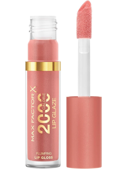 Max Factor 2000 Calorie Lip Glaze Pink Fizz, Full Shine Lip Gloss, Nourishing with Hyaluronic Acid & Squalane, Instant Plump, Non-Sticky, Vanilla-Milk Scent, Fuller Looking Lips